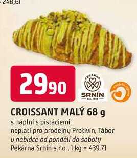 CROISSANT MALÝ 68 g s náplní s pistáciemi 