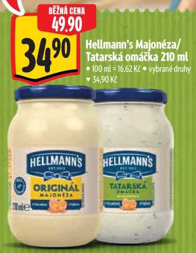 Hellmann's Majonéza/Tatarská omáčka, 210 ml 