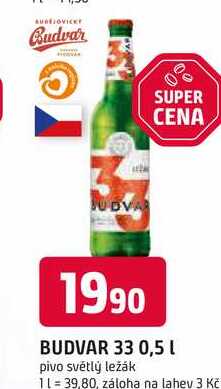 BUDVAR 33 0,5l pivo světlý ležák