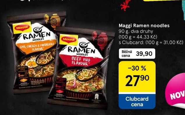 Maggi Ramen noodles, 90 g, dva druhy 