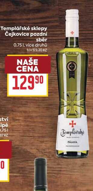 Templářské sklepy Čejkovice pozdní sběr 0,75l
