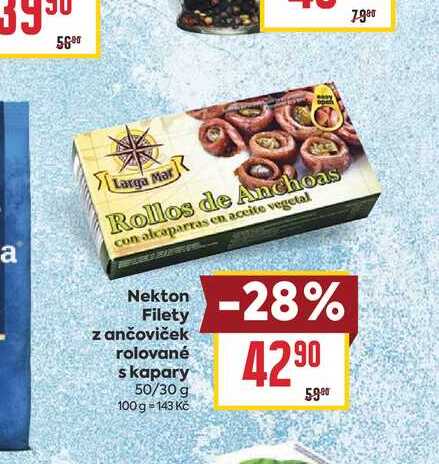 Nekton Filety z ančoviček rolované s kapary 50/30 g