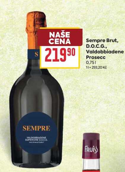 Sempre Brut, D.O.C.G., Valdobbiadenen Prosecc 0,75l