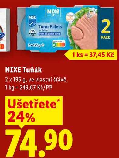 NIXE Tuňák, 2 x 195 g