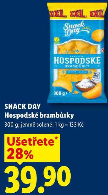 SNACK DAY Hospodské brambůrky, 300 g