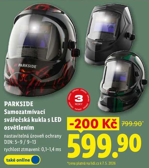 PARKSIDE Samozatmívací svářečská kukla s LED osvětlením