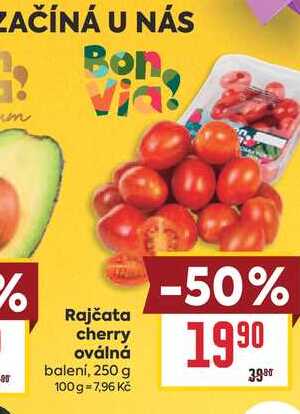 Rajčata cherry oválná balení, 250 g 