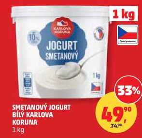 SMETANOVÝ JOGURT BÍLÝ KARLOVA KORUNA 1 kg