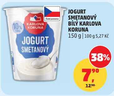 JOGURT SMETANOVÝ BÍLÝ KARLOVA KORUNA, 150 g