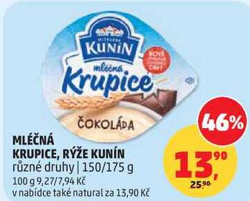 MLÉČNÁ KRUPICE, RÝŽE KUNIN, 150/175 g