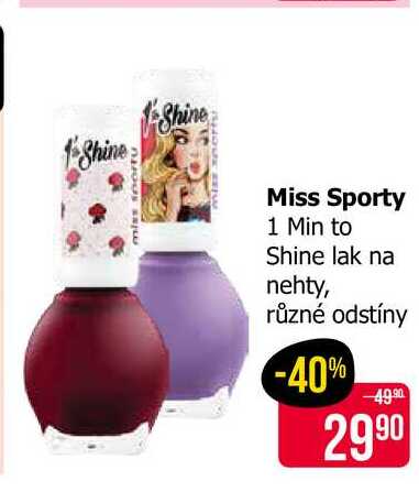 Miss Sporty 1 Min to Shine lak na nehty, různé odstíny