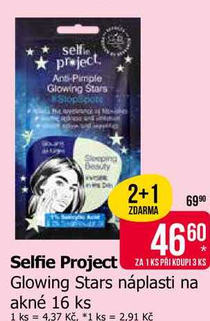 Selfie Project Glowing Stars náplasti na akné 16 ks