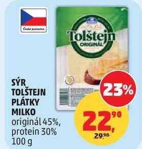 SÝR TOLŠTEJN PLÁTKY MILKO , 100 g