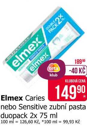 Elmex Sensitive Zubní pasta 2x75ml, vybrané druhy