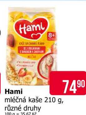 Hami Mléčná kaše 210g, vybrané druhy