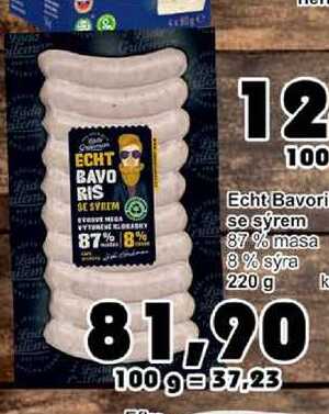 Echt Bavoriš se sýrem 87% masa 8% sýra 220 g