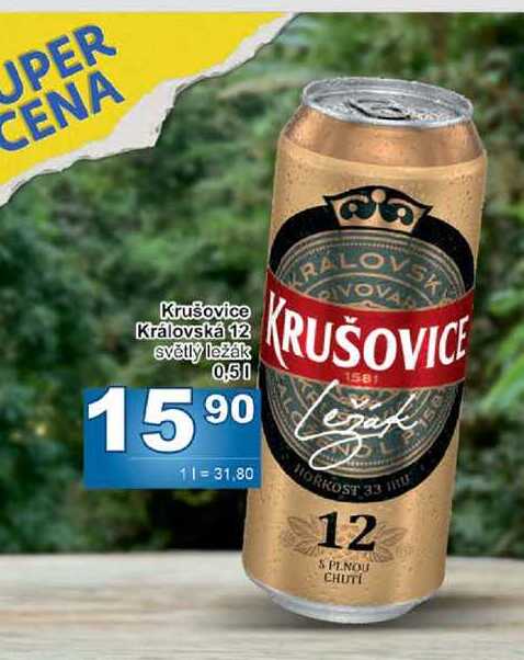 Krušovice Královská 12 světlý ležák 0,5l, plech