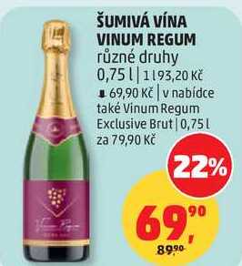 ŠUMIVÁ VÍNA VINUM REGUM, 0,75 l