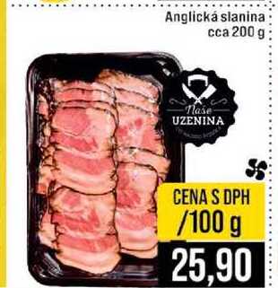 Anglická slanina bloček 200 g 100g