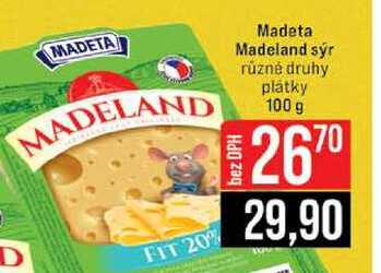 Madeta Madeland sýr různé druhy plátky 100 g  