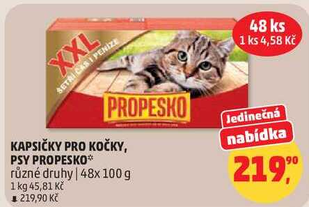 KAPSIČKY PRO KOČKY, PSY PROPESKO, 48x 100 g