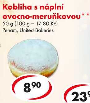 Kobliha s náplní ovocno-meruňkovou, 50 g
