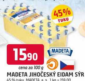 MADETA JIHOČESKÝ EIDAM SÝR 45% tuku 100 g