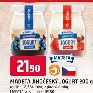 MADETA JIHOČESKÝ JOGURT 200 g tradiční, 2,5% tuku