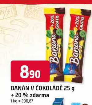 BANÁN V ČOKOLÁDĚ 25 g + 20% zdarma