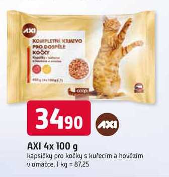 AXI 4x 100 g kapsičky pro kočky s kuřecím a hovězím v omáčce