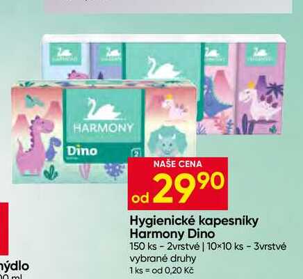Harmony Dino 150 ks - 2vrstvé kapesníky BOX