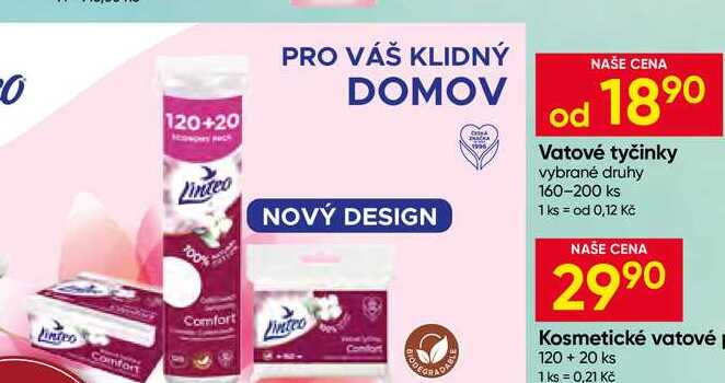 Linteo Vatové tyčinky vybrané druhy 160-200 ks