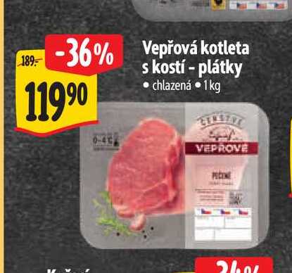  Vepřová kotleta s kostí - plátky 1 kg