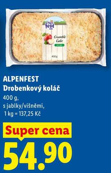 ALPENFEST Drobenkový koláč, 400 g 