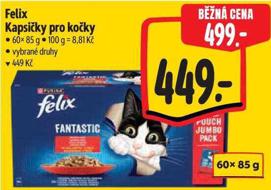 Felix Kapsičky pro kočky, 60x 85 g