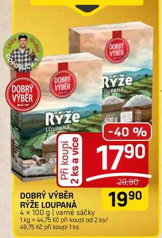 DOBRÝ VÝBĚR RÝŽE LOUPANÁ 4x100 g | varné sáčky 