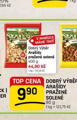 DOBRÝ VÝBĚR ARAŠÍDY PRAŽENÉ SOLENÉ 80 g