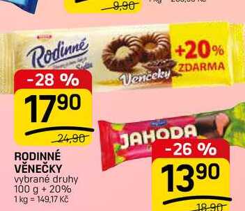 RODINNÉ VĚNEČKY vybrané druhy 100 g