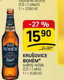KRUŠOVICE BOHÉM* světlý ležák 0,5l
