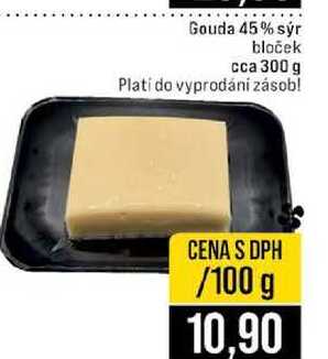 Gouda 45% sýr bloček cca 300 g 100g
