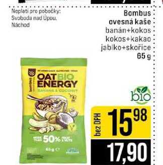 Bombus ovesná kaše banán+kokos kokos+kakao jablko+skořice 65g
