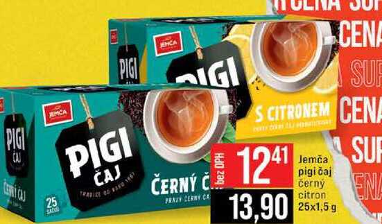 Jemča 25x1,5 g pigi čaj černý citron
