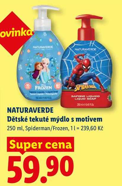 NATURAVERDE Dětské tekuté mýdlo s motivem, 250 ml