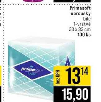 Primasoft ubrousky bilé 1-vrstvé 33 x 33 cm 100 ks