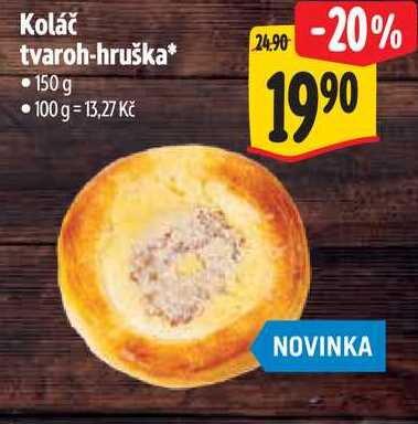 Koláč tvaroh-hruška, 150 g