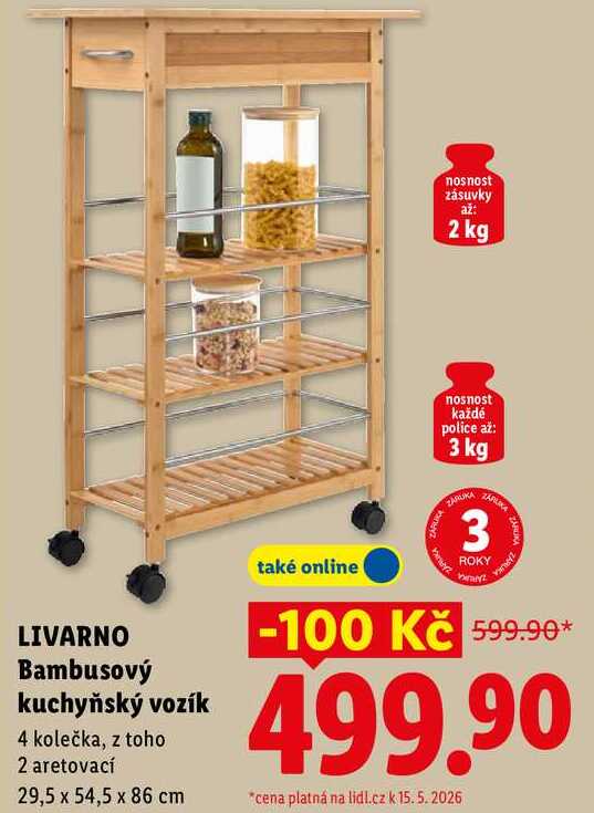 LIVARNO Bambusový kuchyňský vozík