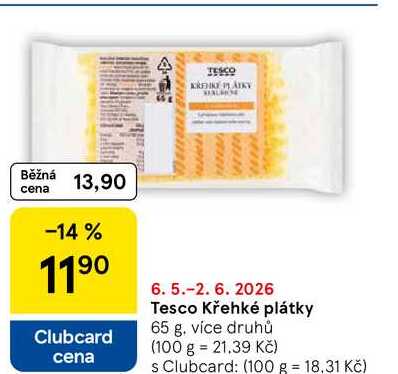 Tesco křehké plátky, 65 g, více druhů  