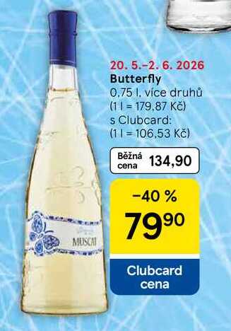 Butterfly, 0.75 l, více druhů