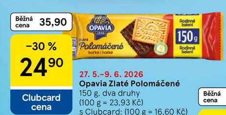 Opavia Zlaté Polomáčené, 150 g, dva druhy