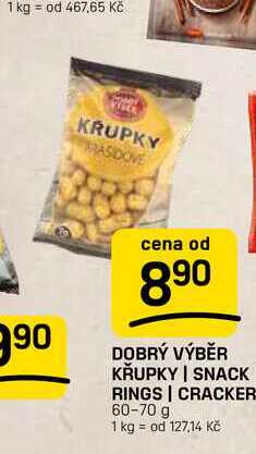 DOBRÝ VÝBĚR KŘUPKY SNACK RINGS | CRACKER 60-70 g